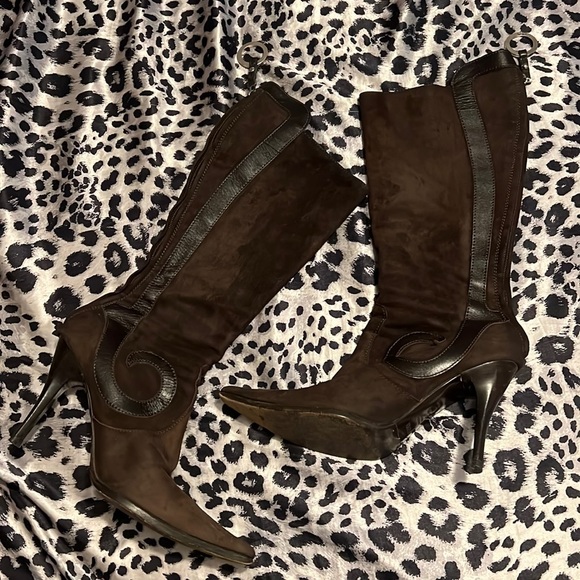 Fendi Shoes - Fendi knee high brown boots with stiletto heels